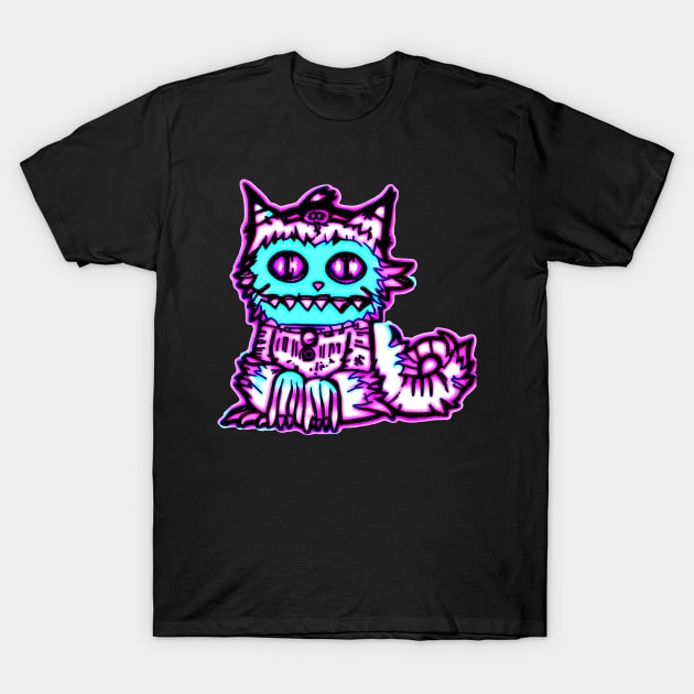 Weirdcore Neon Cat T-Shirt by Ravenglow